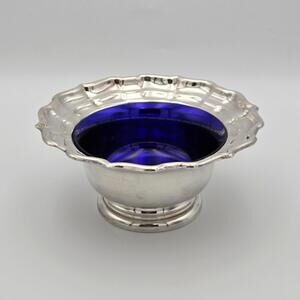 Vintage Birks Regency Plate Pedestal Bowl – Cobalt Blue Glass Insert